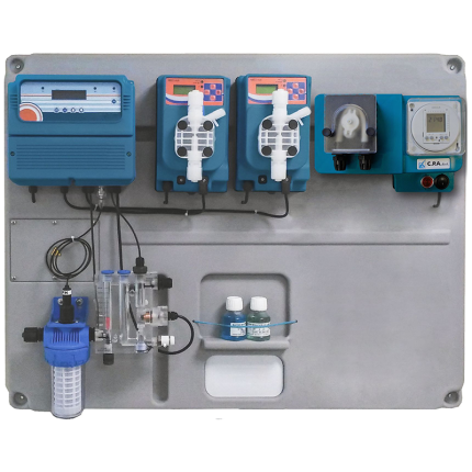 Prefabrifikovani panel sa dozer stanicama za regulisanje ph nivoa i slobodnog hlora u bazenu