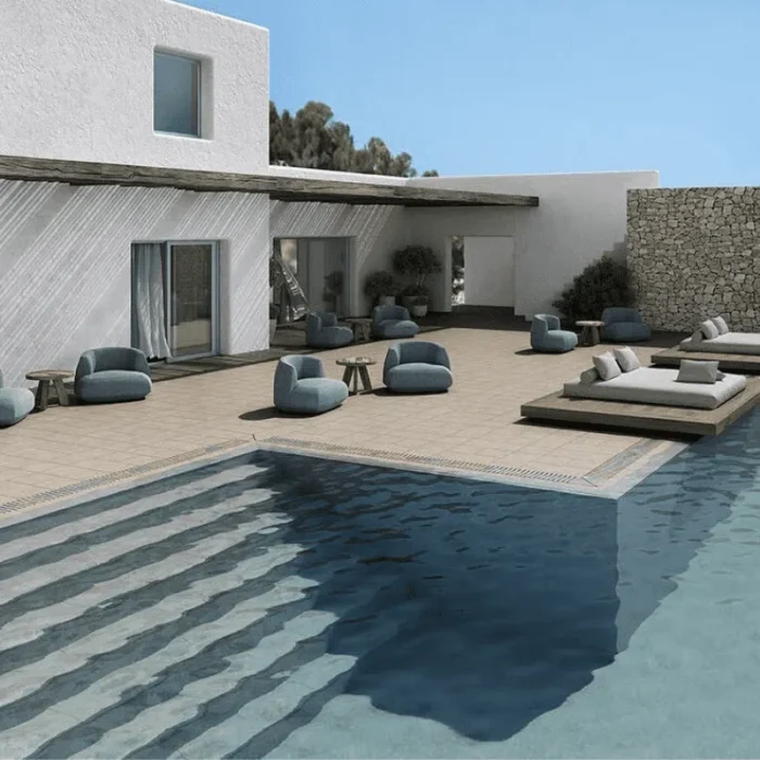 Bež pločice za bazen sa tirkiznom bojom vode BEDFORD SAND