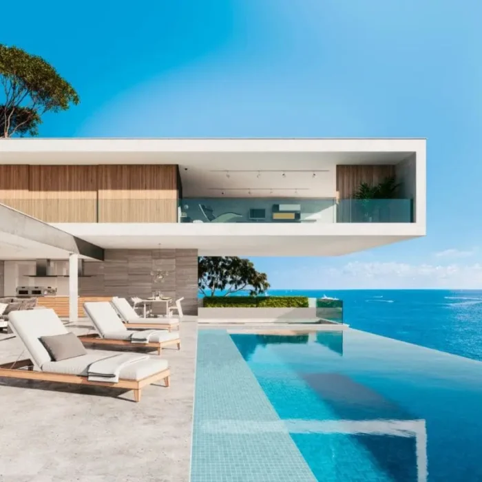 vila sa infinity bazenom i pogledom na more