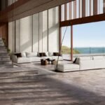 Imperial Moca pločice u dnevnoj sobi privatne vile sa pogledom na more